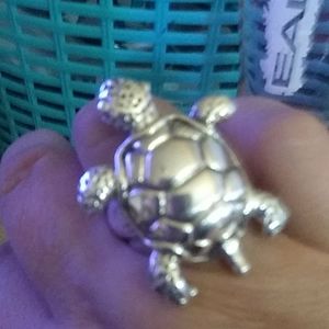 Sterling silver ring of a turtle..